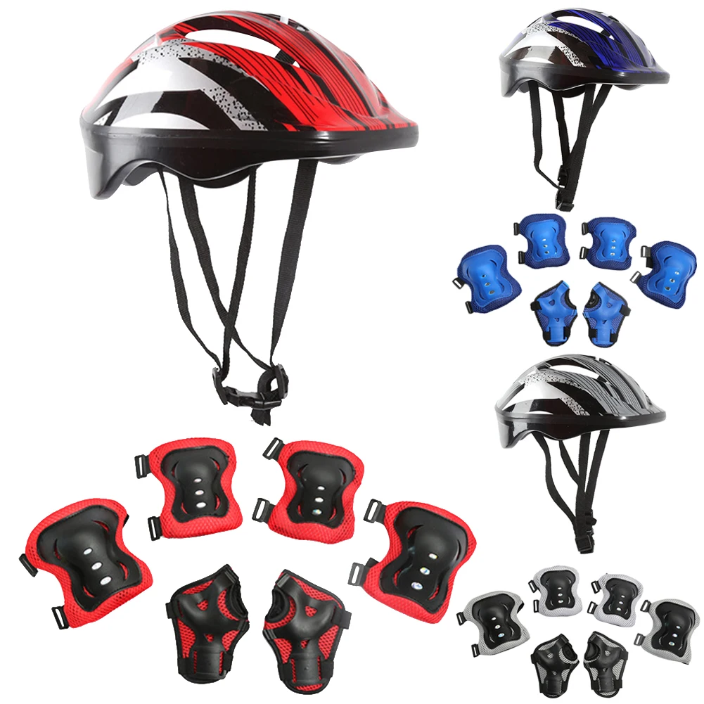 Cycling Safety Gear For Kids - 7-częściowy zestaw ochraniaczy rowerowych, regulowany zestaw